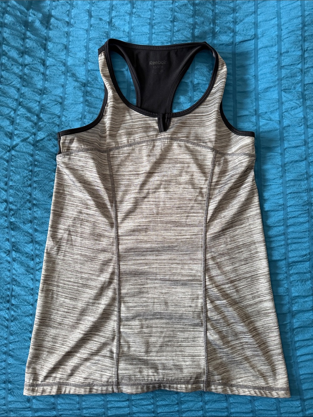 Reebok Women's Heather Gray Racerback Tank with Black Trim